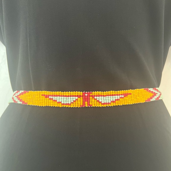Native American, Handmade, Beaded, 30” Long Belt, Thunderbird, VTG, NEW - Picture 1 of 7